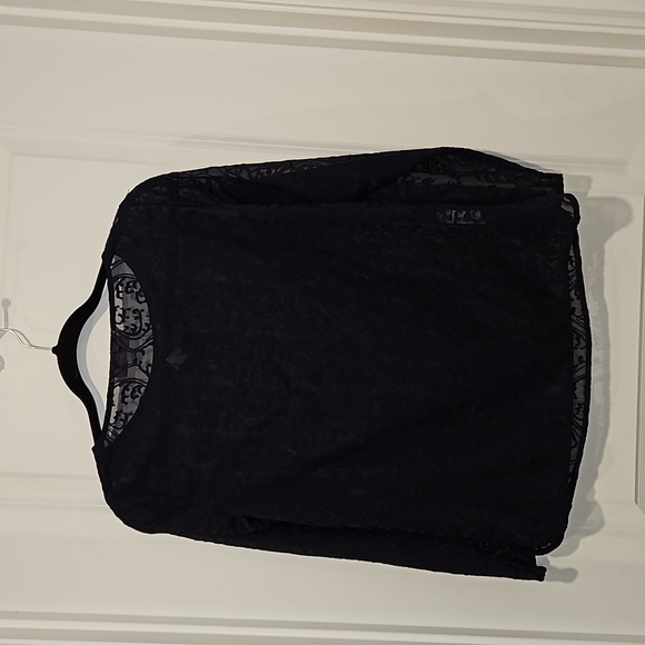 NWT Ann Taylor loft navy sheer embroidered top size Petite Small - Picture 3 of 12